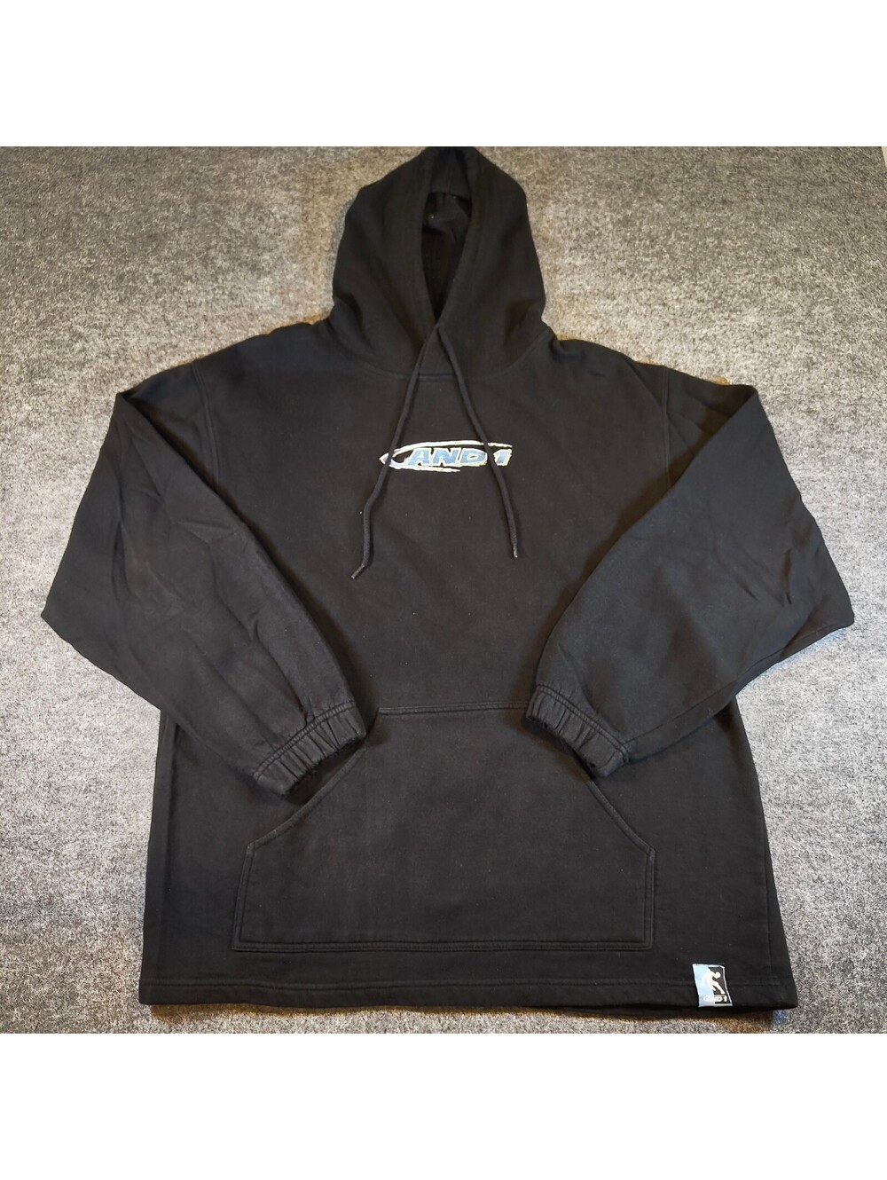Vintage AND1 Basketball Black Hoodie Sweatshirt Embroidered Logo Men's Size L